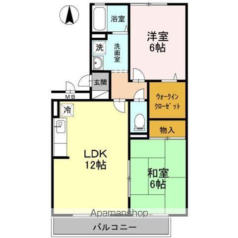 サンシャインハイツ A棟(2LDK/1階)の間取り写真