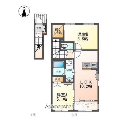 葛城市南道穂アパート(2LDK/2階)の間取り写真
