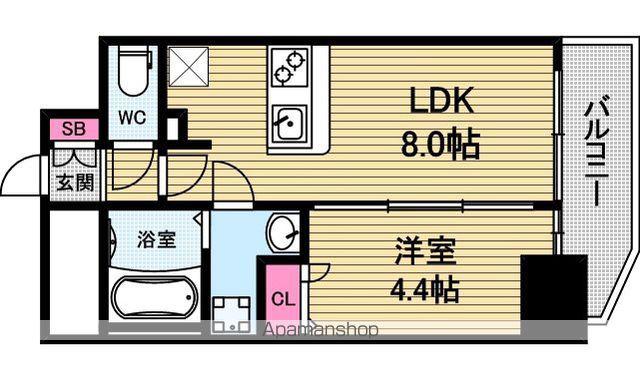 プレサンス北浜オリジン(1LDK/4階)の間取り写真