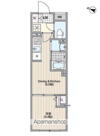GRANPASEO中野Ⅲ(1DK/2階)の間取り写真