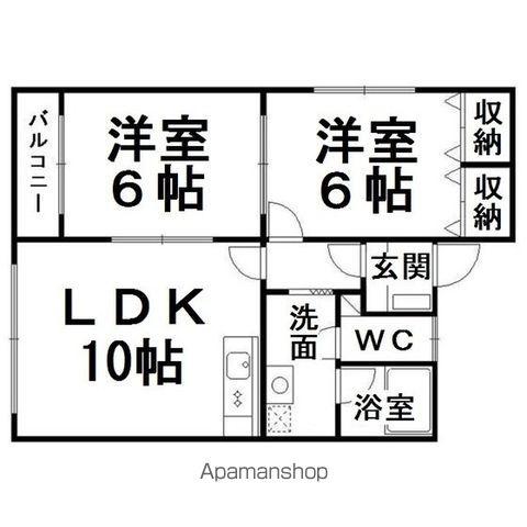 プリオール山下町(2LDK/2階)の間取り写真
