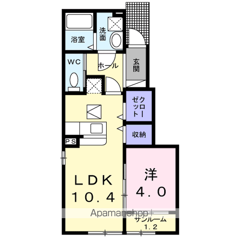 ヴィオレッテ(1LDK/1階)の間取り写真