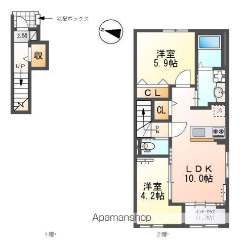 西宮市山口町アパートK(2LDK/2階)の間取り写真