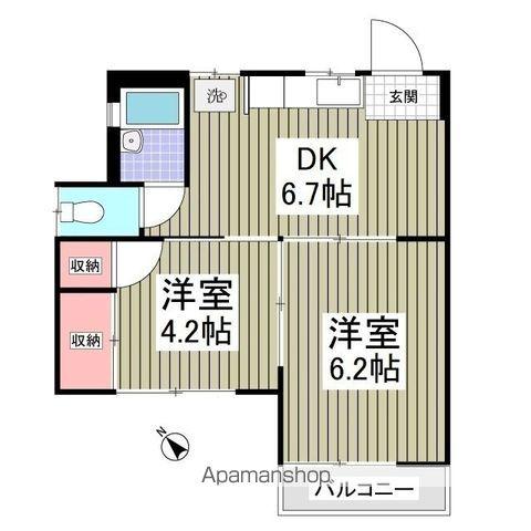 サンテラス柏第2(2DK/1階)の間取り写真