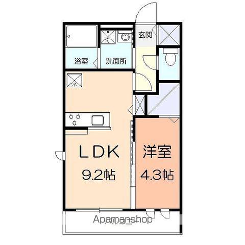 アンソレイエⅡ(1LDK/2階)の間取り写真