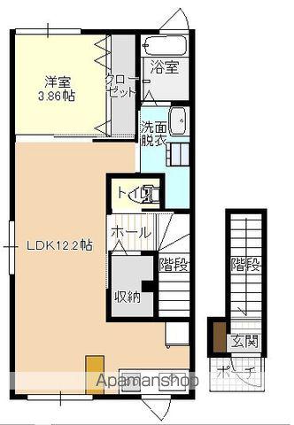 アップルメゾン小比内Ⅱ(1LDK/2階)の間取り写真