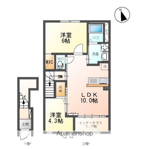 メゾンアーバンライフB(2LDK/2階)の間取り写真