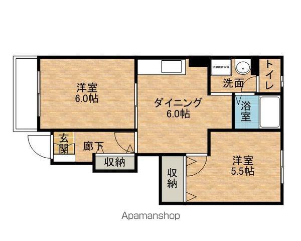 サウスエレガンス ハギオカ(2DK/1階)の間取り写真