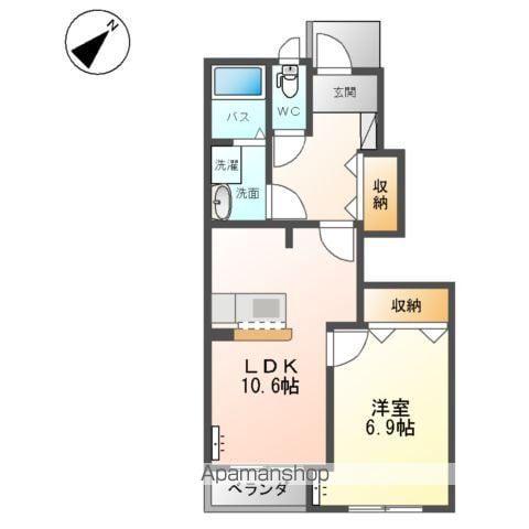 スカイガーデン(1LDK/1階)の間取り写真