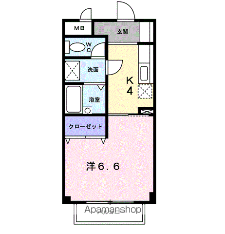 カーザ・モラエス(1K/2階)の間取り写真