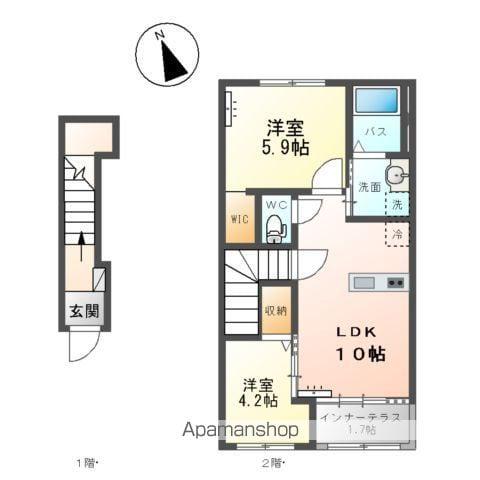 アルカンシエルⅠ(2LDK/2階)の間取り写真