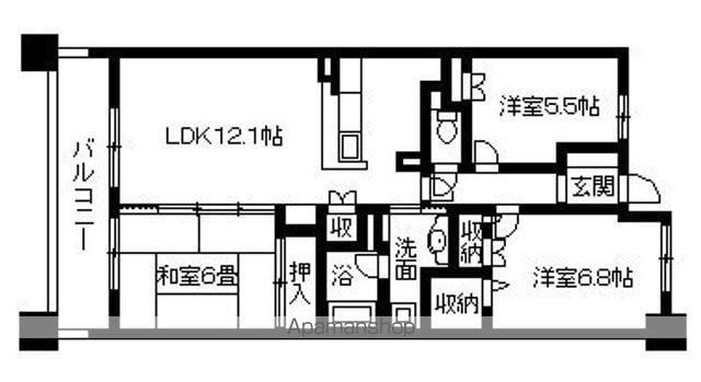 レジディア泉(3LDK/14階)の間取り写真