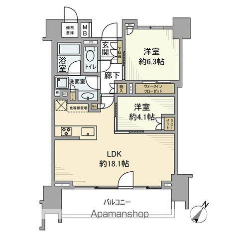 パークホームズ日本橋浜町ザ・テラス(2LDK/8階)の間取り写真