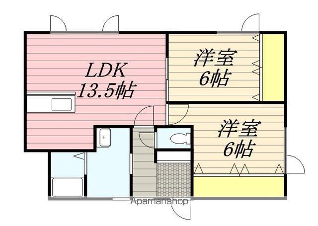 DECENT川沿(2LDK/2階)の間取り写真