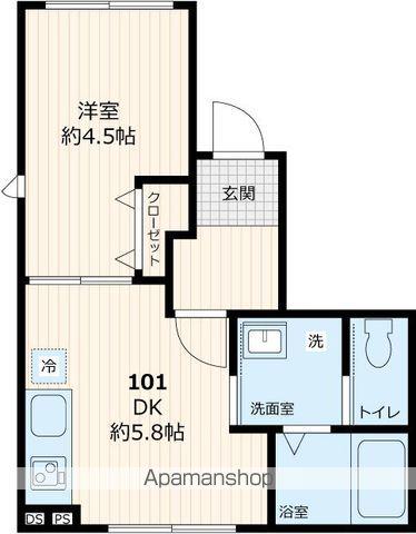 デルソル千住Ⅱ(1DK/1階)の間取り写真