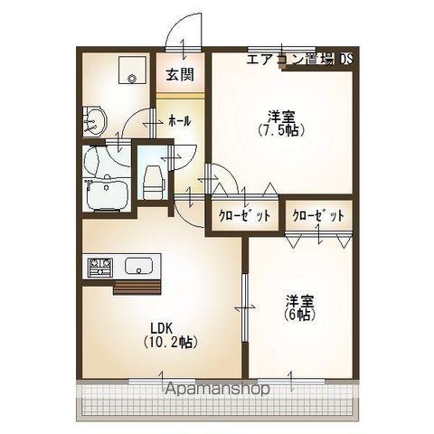 パルティール2番館(2LDK/1階)の間取り写真