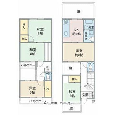名鉄瀬戸線 喜多山駅(愛知) 徒歩12分 2階建 築33年(5DK)の間取り写真