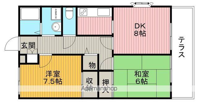 コンフォーレ上野西B棟(2DK/2階)の間取り写真