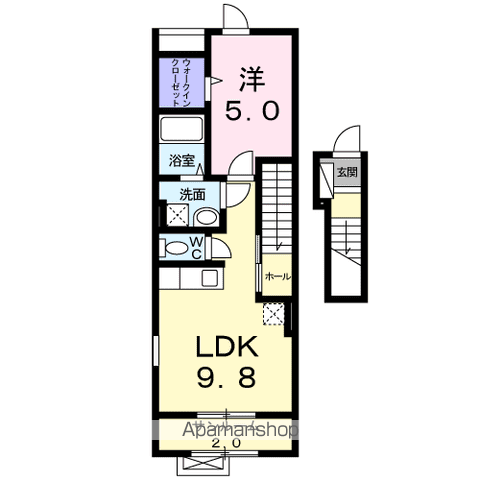 ヴィラ・ブルーノ(1LDK/2階)の間取り写真