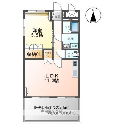 プリオール花(1LDK/1階)の間取り写真