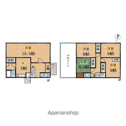 中央本線 八王子駅 バス乗車時間：16分 中野団地バス停で下車 徒歩6分 2階建 築49年(5K)の間取り写真