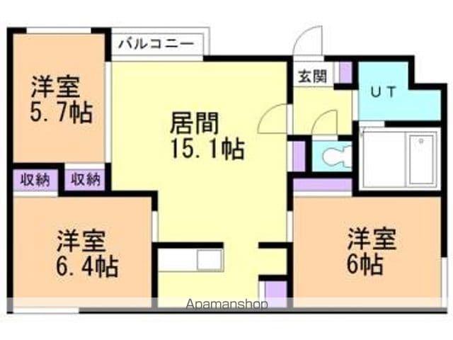 システムコート旭ヶ丘(3LDK/4階)の間取り写真