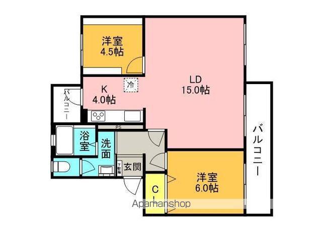 香里三井団地93号棟(2LDK/4階)の間取り写真