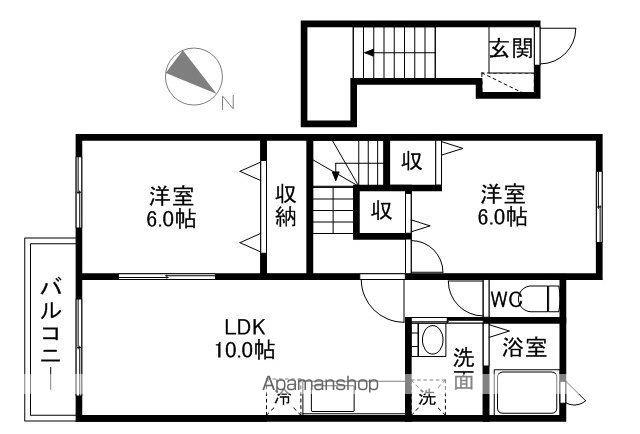 イートハーブⅢ(2LDK/2階)の間取り写真