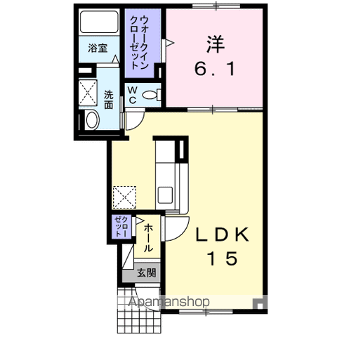 室蘭本線 栗山駅 徒歩11分 2階建 築12年(1LDK/1階)の間取り写真