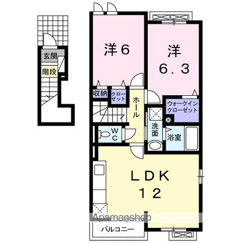 グレイスフルK(2LDK/2階)の間取り写真