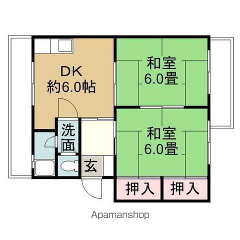 東液商事ビルⅡ(2DK/4階)の間取り写真