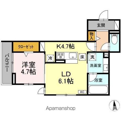 ヴィラパルム(1LDK/1階)の間取り写真