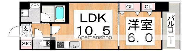 グランセジュール大国町(1LDK/11階)の間取り写真