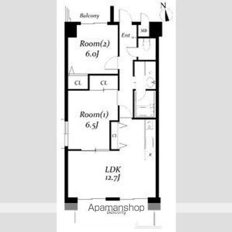 パラシオン車道東館(2LDK/5階)の間取り写真
