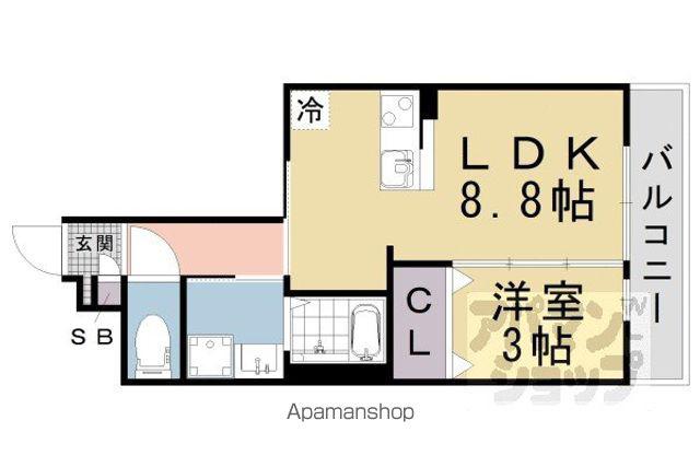 LEI COURT椥辻I(1LDK/5階)の間取り写真