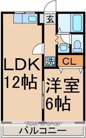 ピューラ城ヶ崎A棟(1LDK/1階)の間取り写真