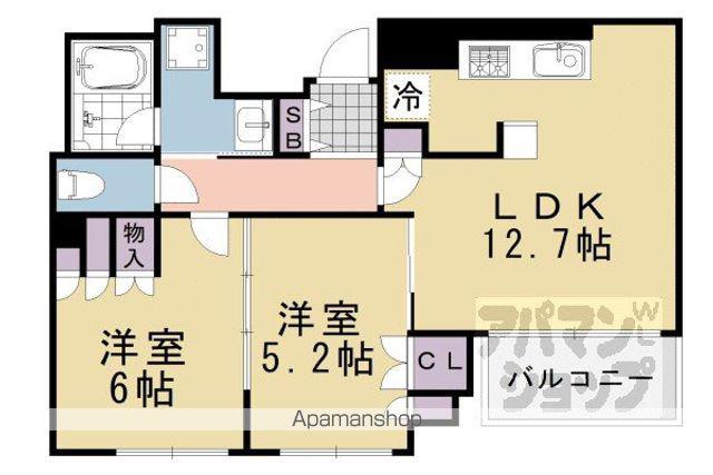 イーグルコート御池新町(2LDK/7階)の間取り写真