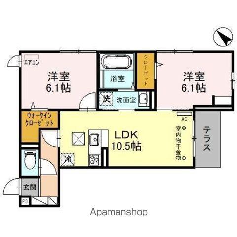 フォンテーヌA(2LDK/1階)の間取り写真