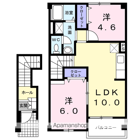 イースト SIDE(2LDK/2階)の間取り写真