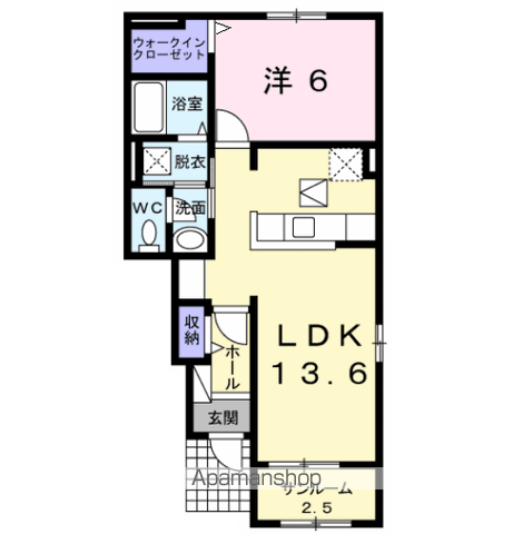 シンシア(1LDK/1階)の間取り写真