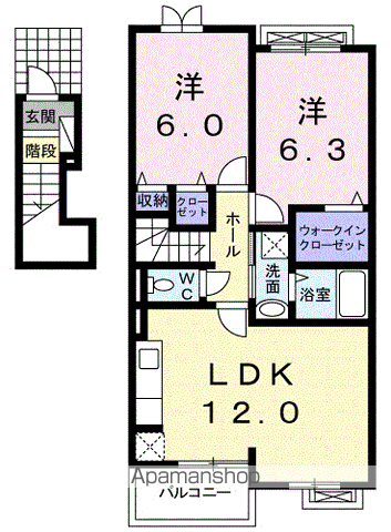 アバンツァートⅡ(2LDK/2階)の間取り写真