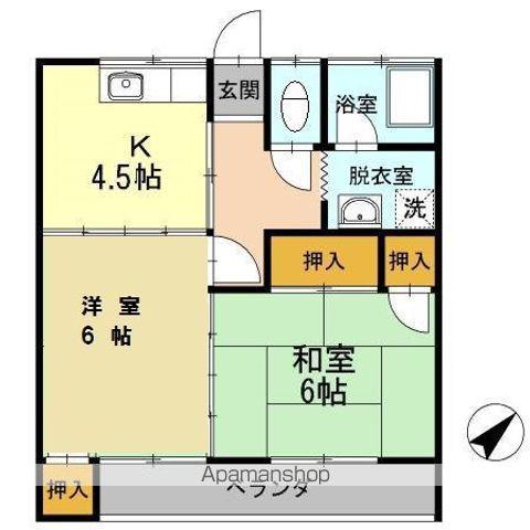 かつきハイツ(2K/2階)の間取り写真