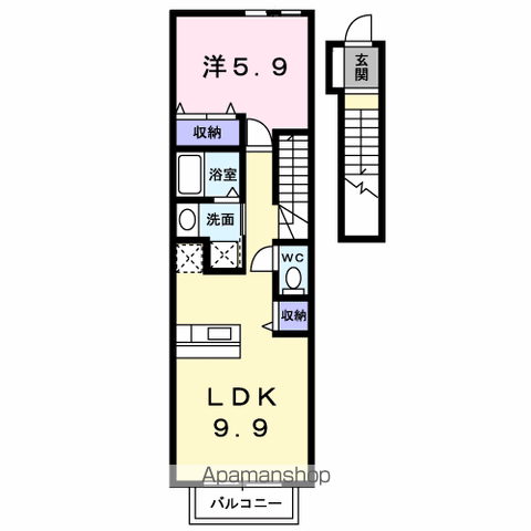シュティルブリーゼA(1LDK/2階)の間取り写真