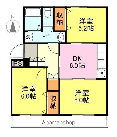 ロイヤルコート一の宮(3DK/5階)の間取り写真