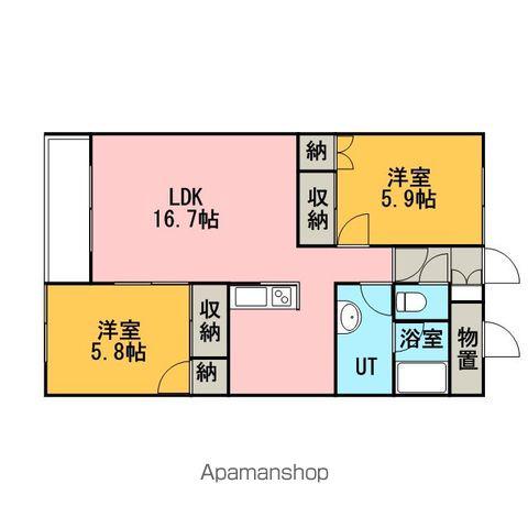 本田ヴィレッジC(2LDK/1階)の間取り写真