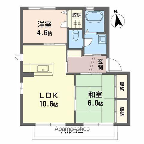 バリュージュ萌芽 D棟(2LDK/1階)の間取り写真