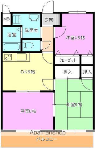 ウィンズコートB棟(3DK/1階)の間取り写真