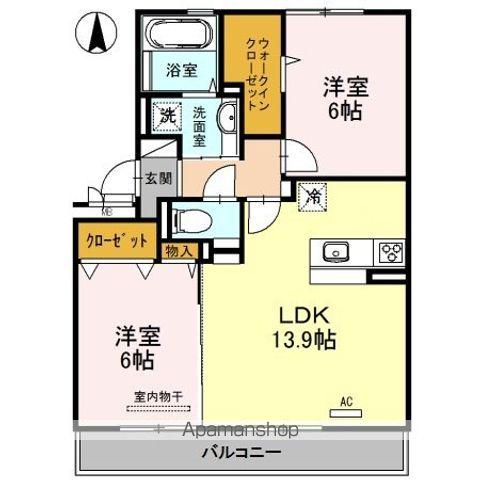 サンフィットハイツ十号館(2LDK/2階)の間取り写真