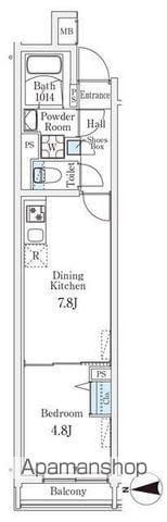 ロスアルコス千駄木(1DK/4階)の間取り写真