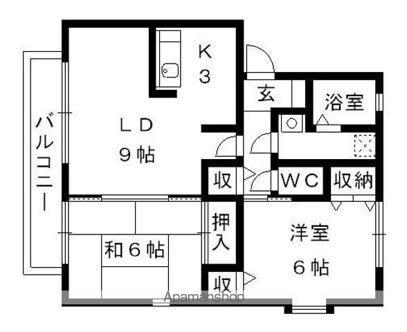 ハイカムール新居(2LDK/1階)の間取り写真